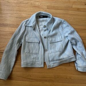 Blue and white Zara jacket